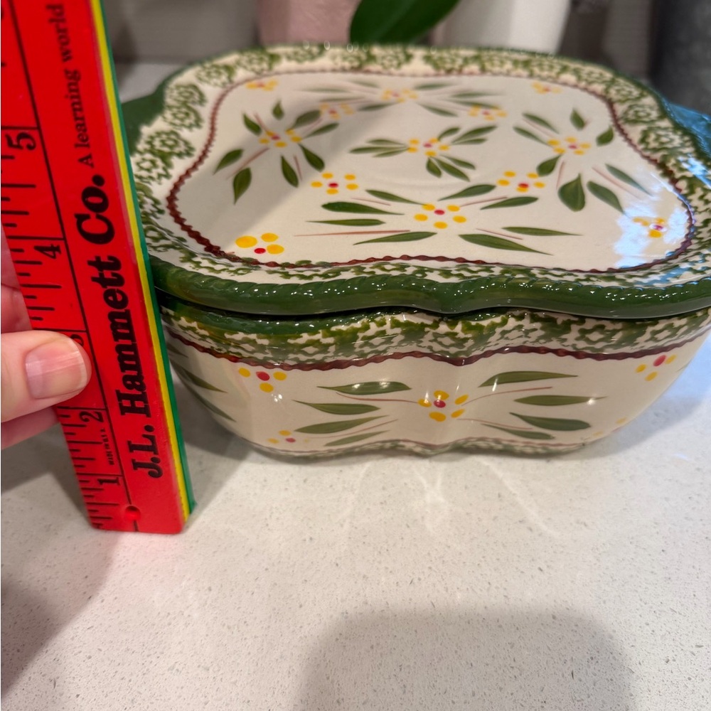 Temptations Floral Decorative Ceramic Dish with Green Yellow PPP-SQ-922603 #3 - Picture 2 of 7